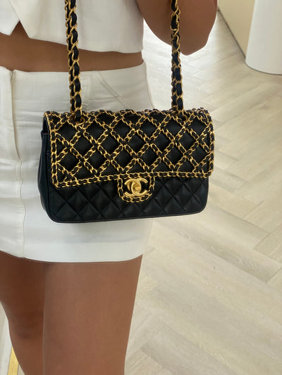 Chanel Woven Chain Classic Flap Exclusive Black GHW