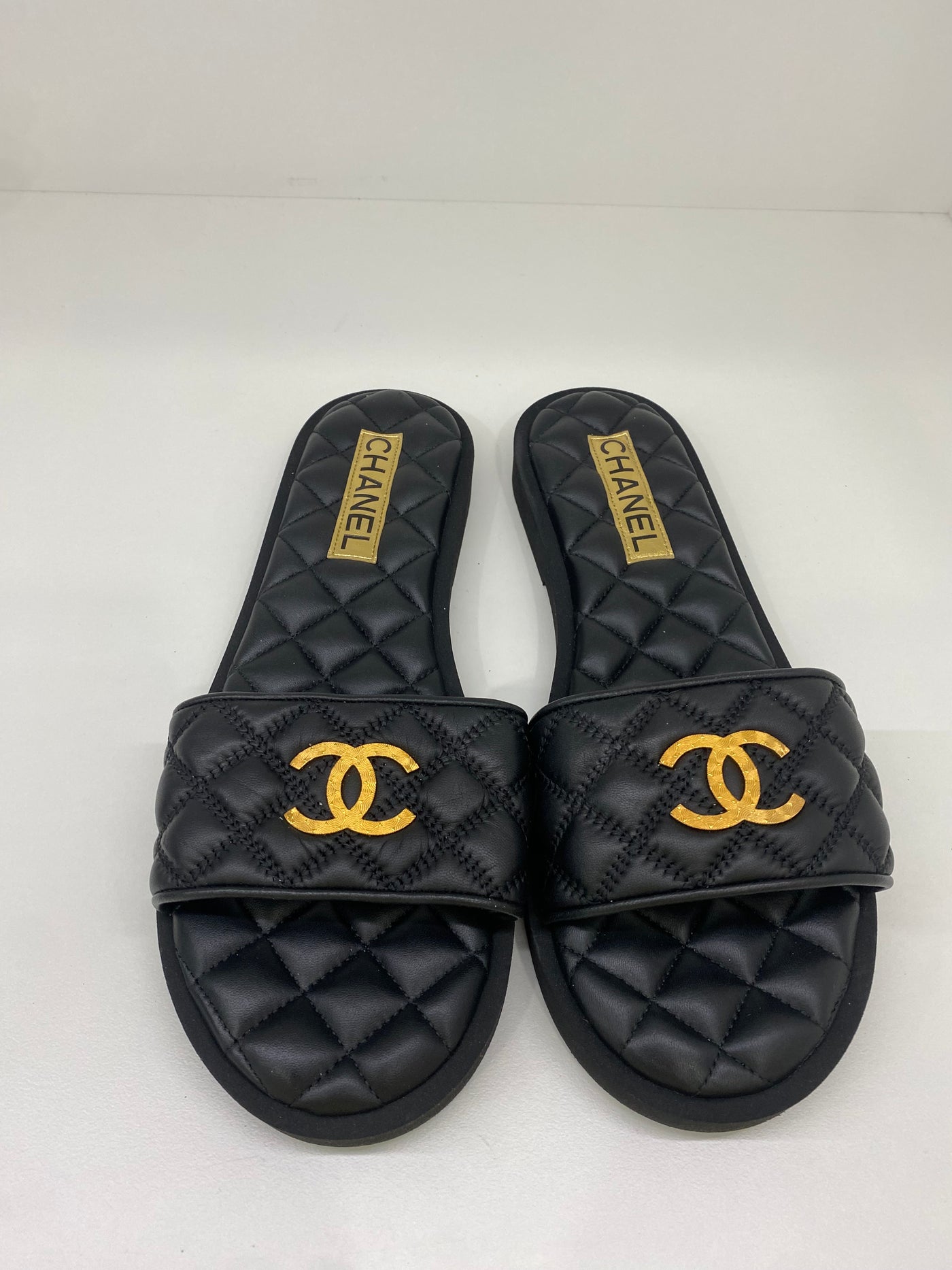 Chanel Padded Slides Black GHW Size 40