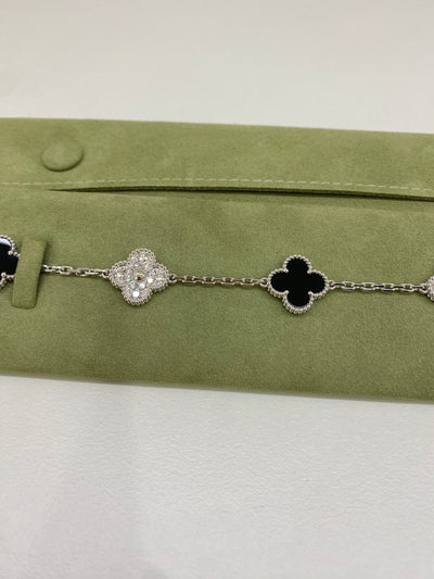 Van Cleef & Arpels 5 Motif Alhambra Bracelet - Onyx & Diamonds
