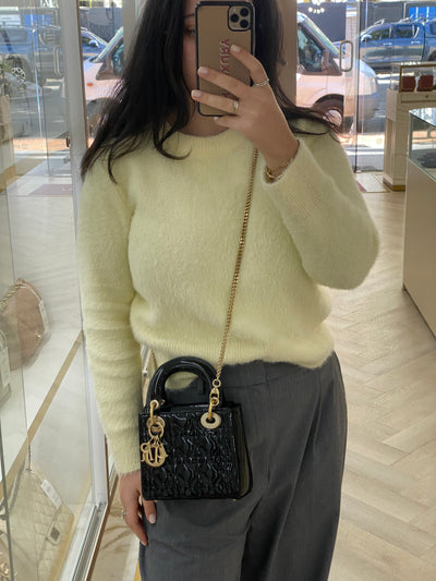Dior Lady Dior Mini Black Patent GHW
