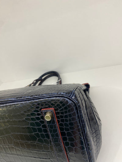 Hermes Birkin 35 Blue Marine Crocodile GHW