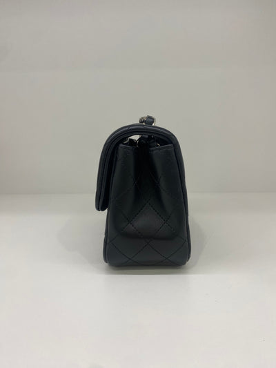 Chanel Mini Square Flap Black Lambskin SHW