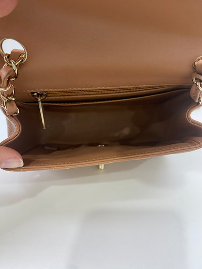Chanel Mini Square Flap Brown Lambskin GHW