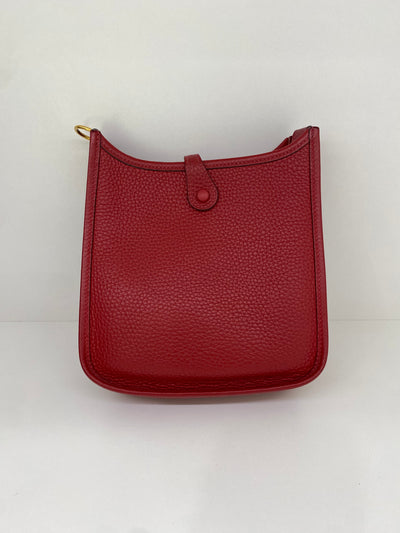 Hermes Mini Evelyne Clemence Rouge Casaque GHW