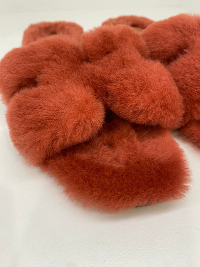 Hermes Oran Slides Roue De Turin Shearling Size 40 1/2