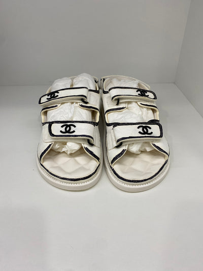 Chanel Dad Sandals Black & White Size 37.5