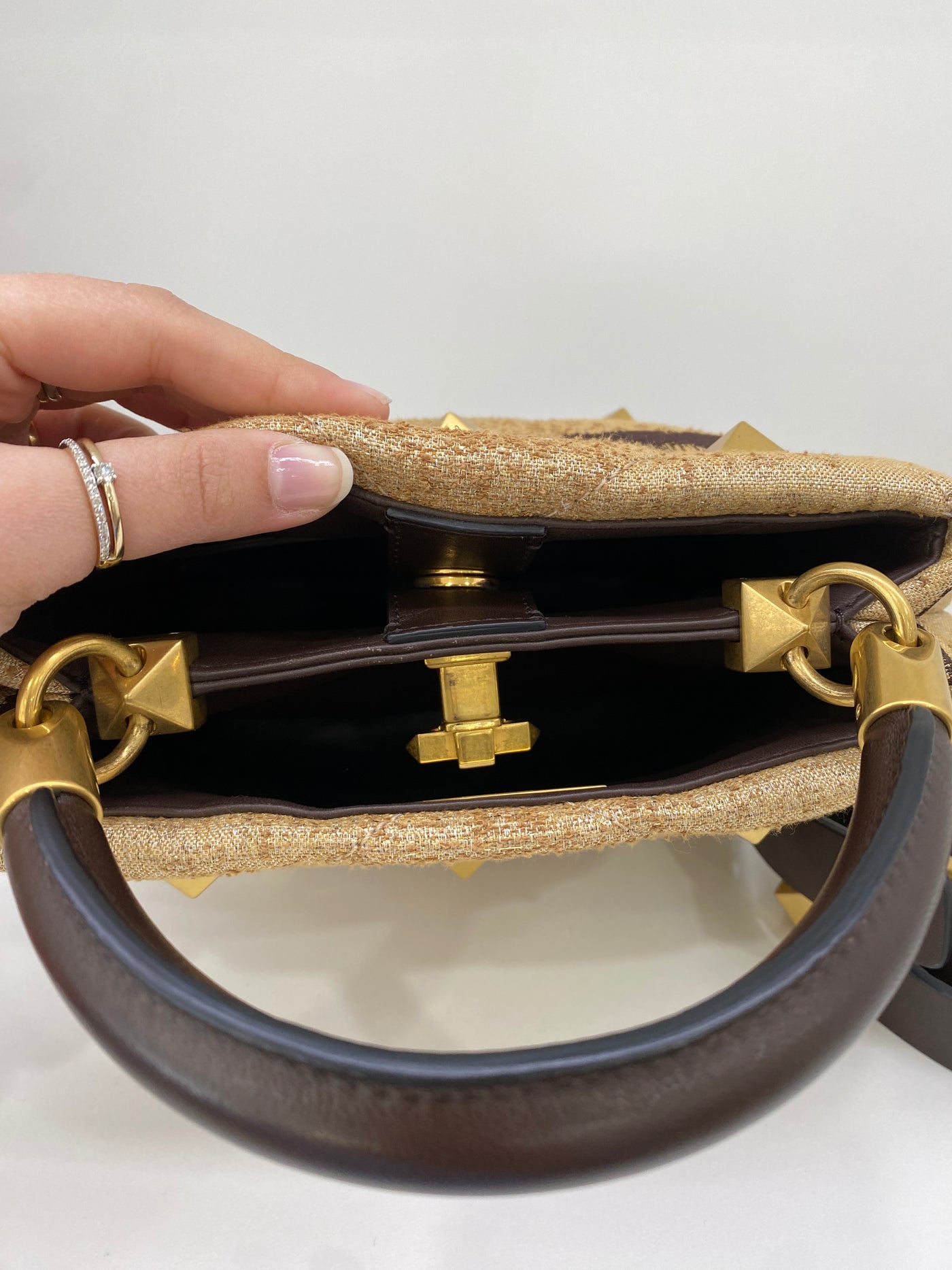 Valentino Roman Stud The Handle Small Canvas