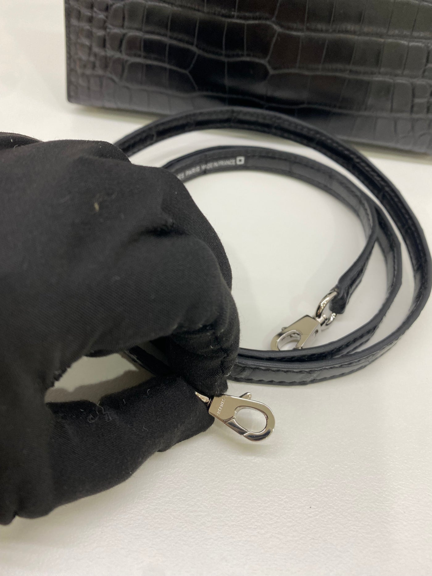 Hermes Mini Kelly Matte Mississippiensis Alligator Noir PHW