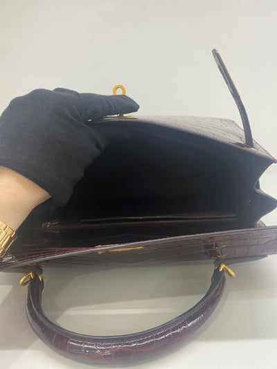 Hermes Kelly 32 - Shiny Alligator Bordeaux GHW 2014