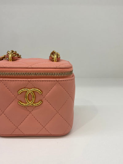 Chanel Mini Vanity Case Peach GHW