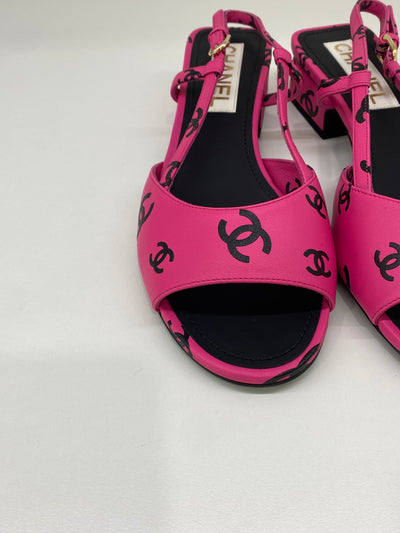 Chanel Slingbacks Pink and Black Size 38C