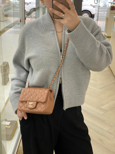 Chanel Mini Square Flap Brown Lambskin GHW