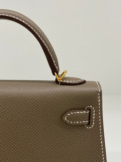 Hermes Mini Kelly Etoupe GHW