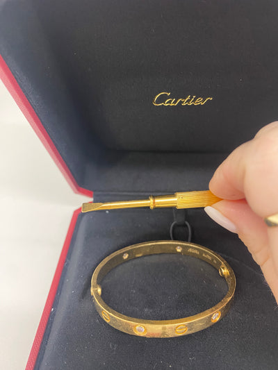 Cartier Love Bracelet Yellow Gold 4 Diamonds Size 16