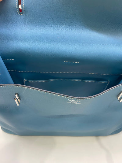 Hermes Kelly Flat 35 Blue Jean