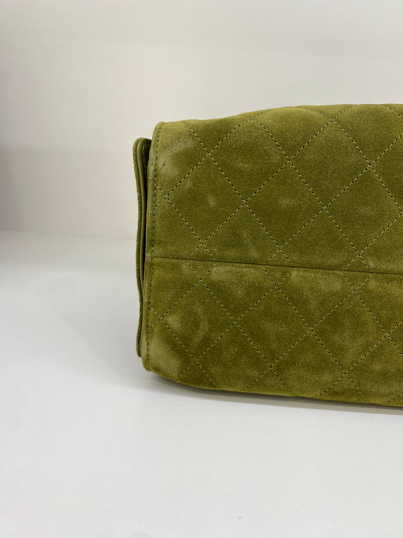 Chanel 25 Bag Small Olive Green Suede GHW