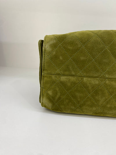 Chanel 25 Bag Small Olive Green Suede GHW
