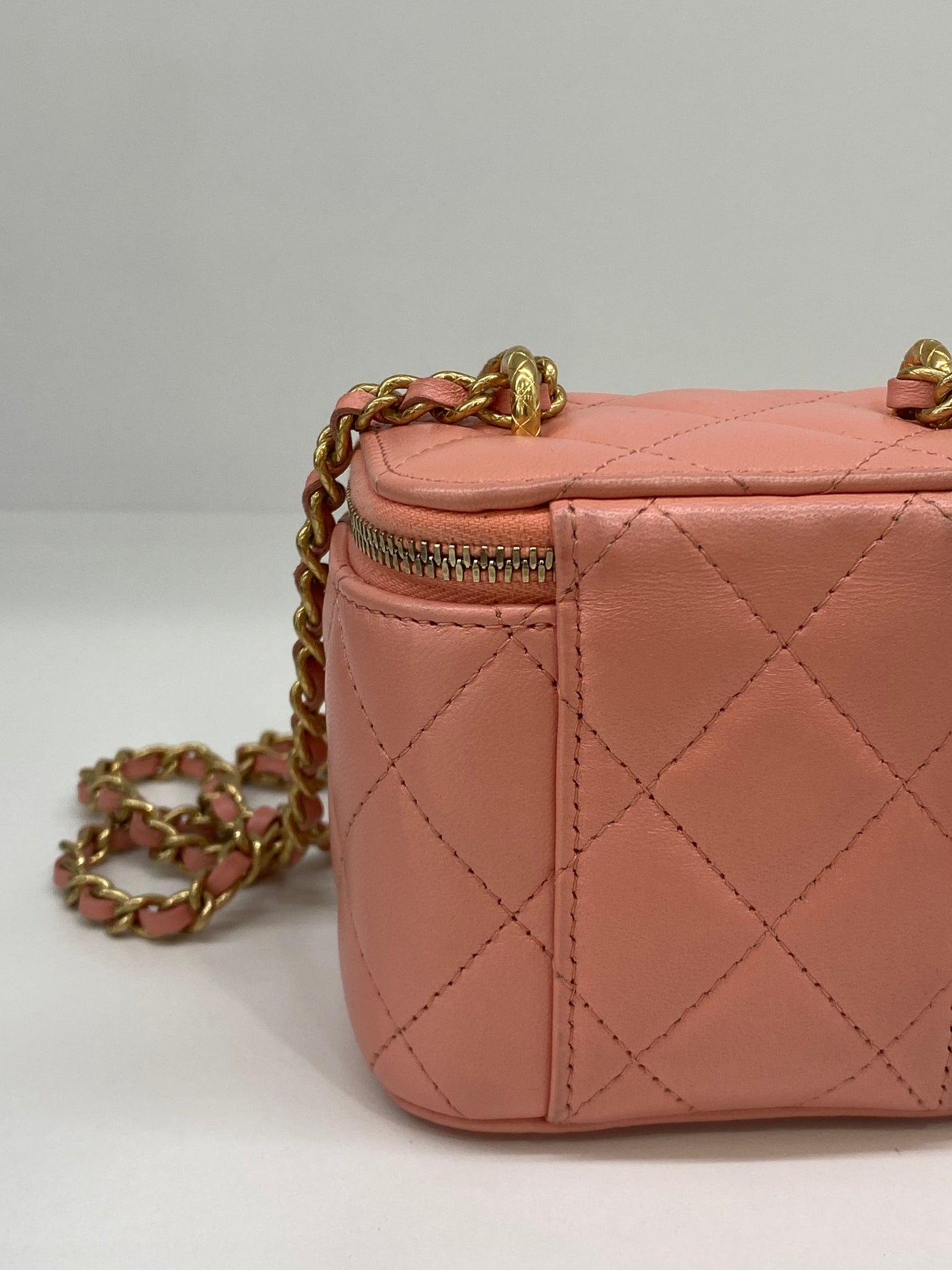 Chanel Mini Vanity Case Peach GHW