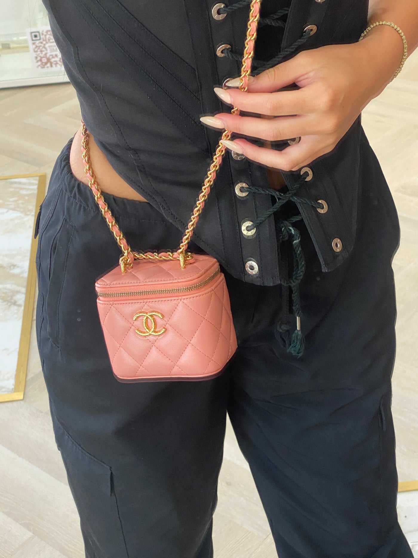 Chanel Mini Vanity Case Peach GHW