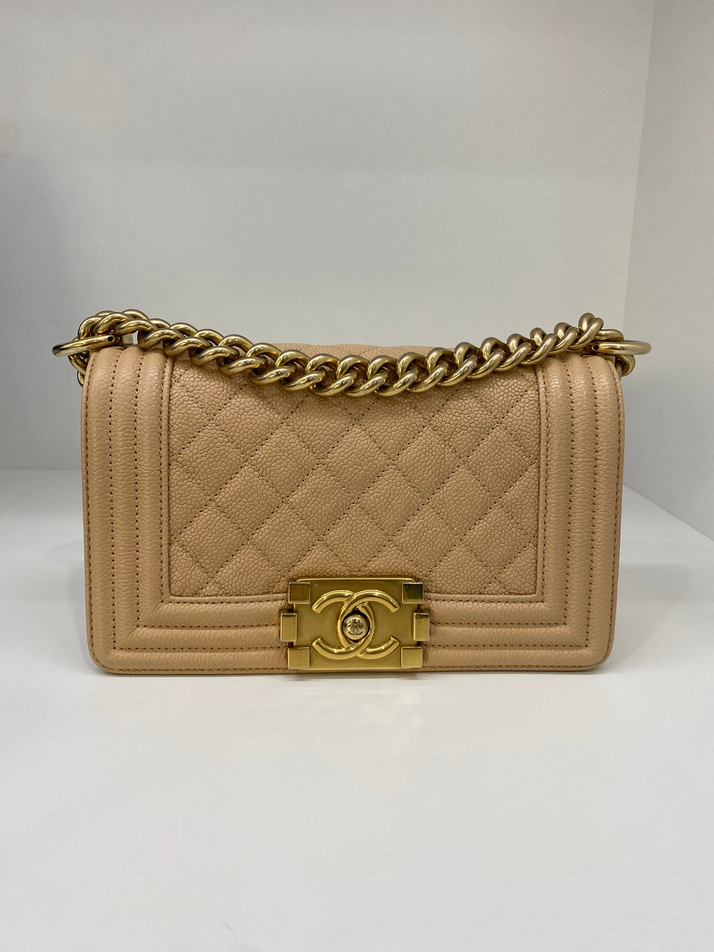 Chanel Small Boy Bag Beige GHW