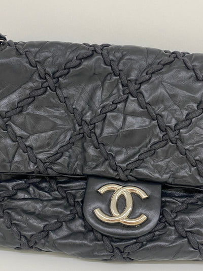 Chanel Large Quilted Detail Black Flap Bag