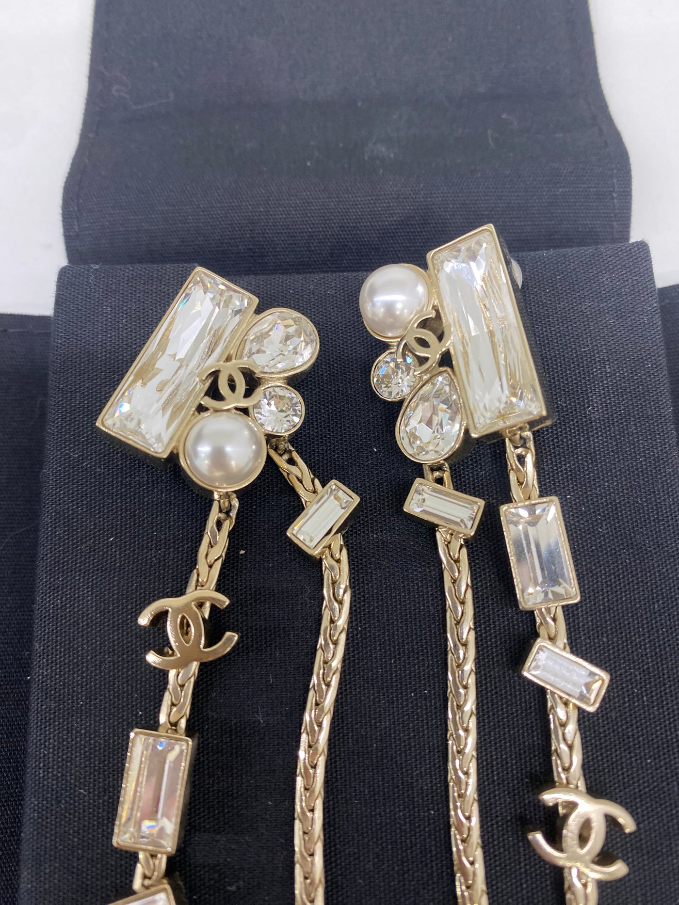 Chanel Clip On Crystal Earrings