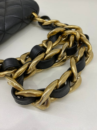 Chanel Square Shoulder Bag Black GHW (microchip)