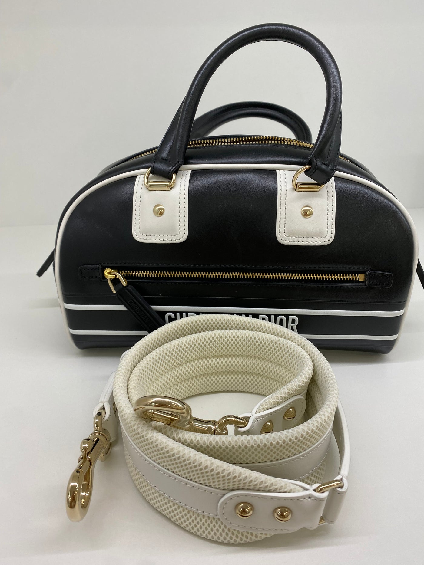 Christian Dior Bowling Bag - White & Black