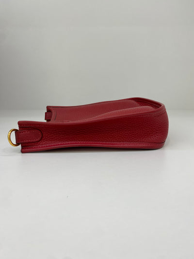 Hermes Mini Evelyne Clemence Rouge Casaque GHW