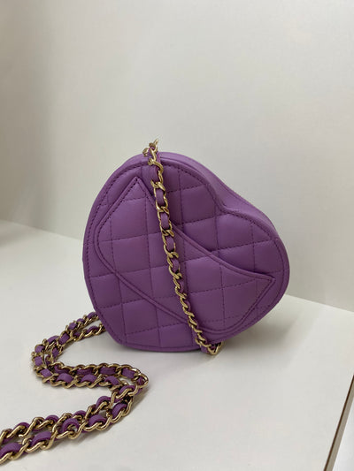 Chanel Heart Bag Purple Small