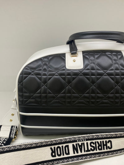 Dior Quilted Bowling Bag Luggage / White & Black