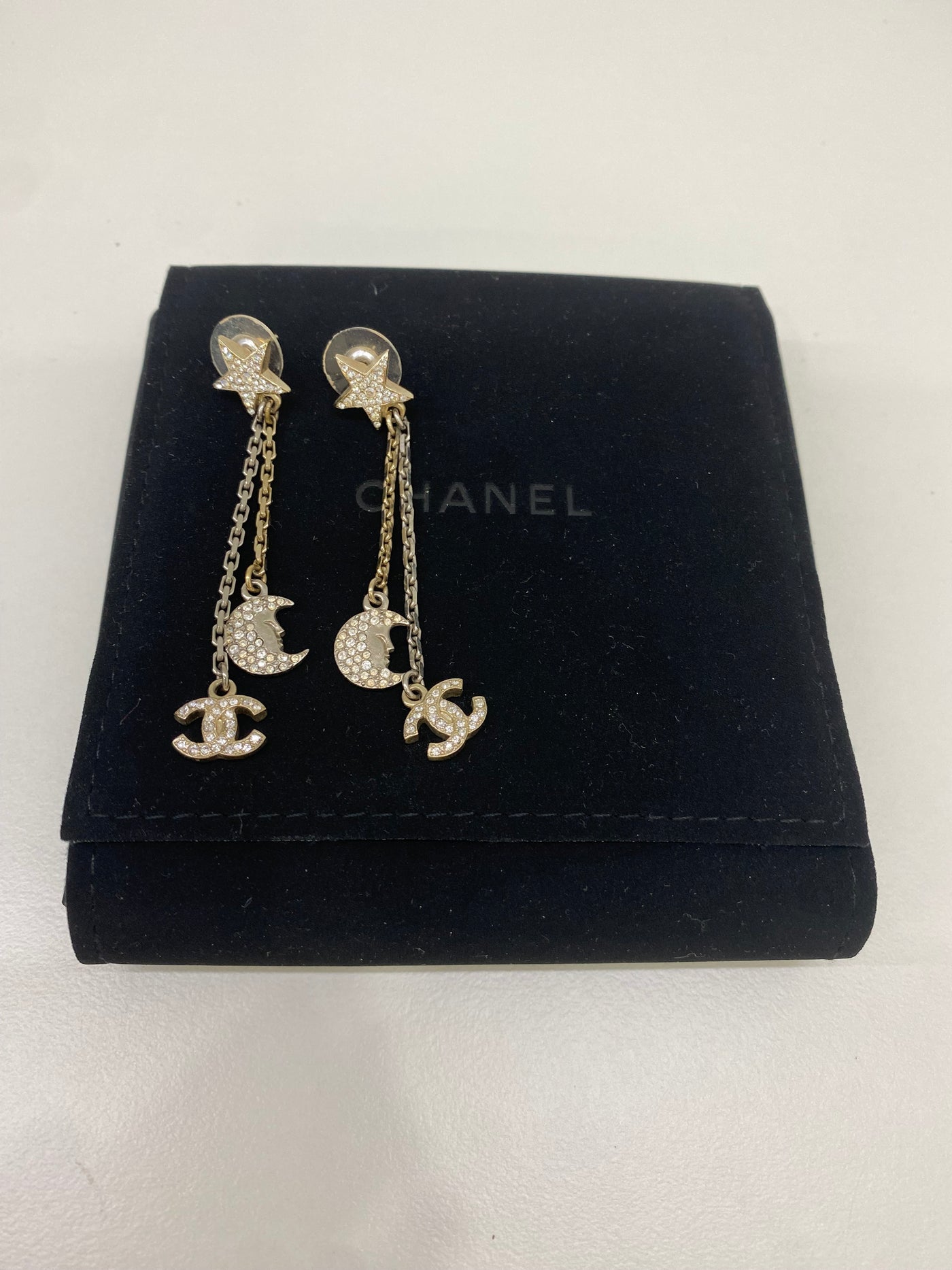 Chanel Diamante Moon and Star Earrings