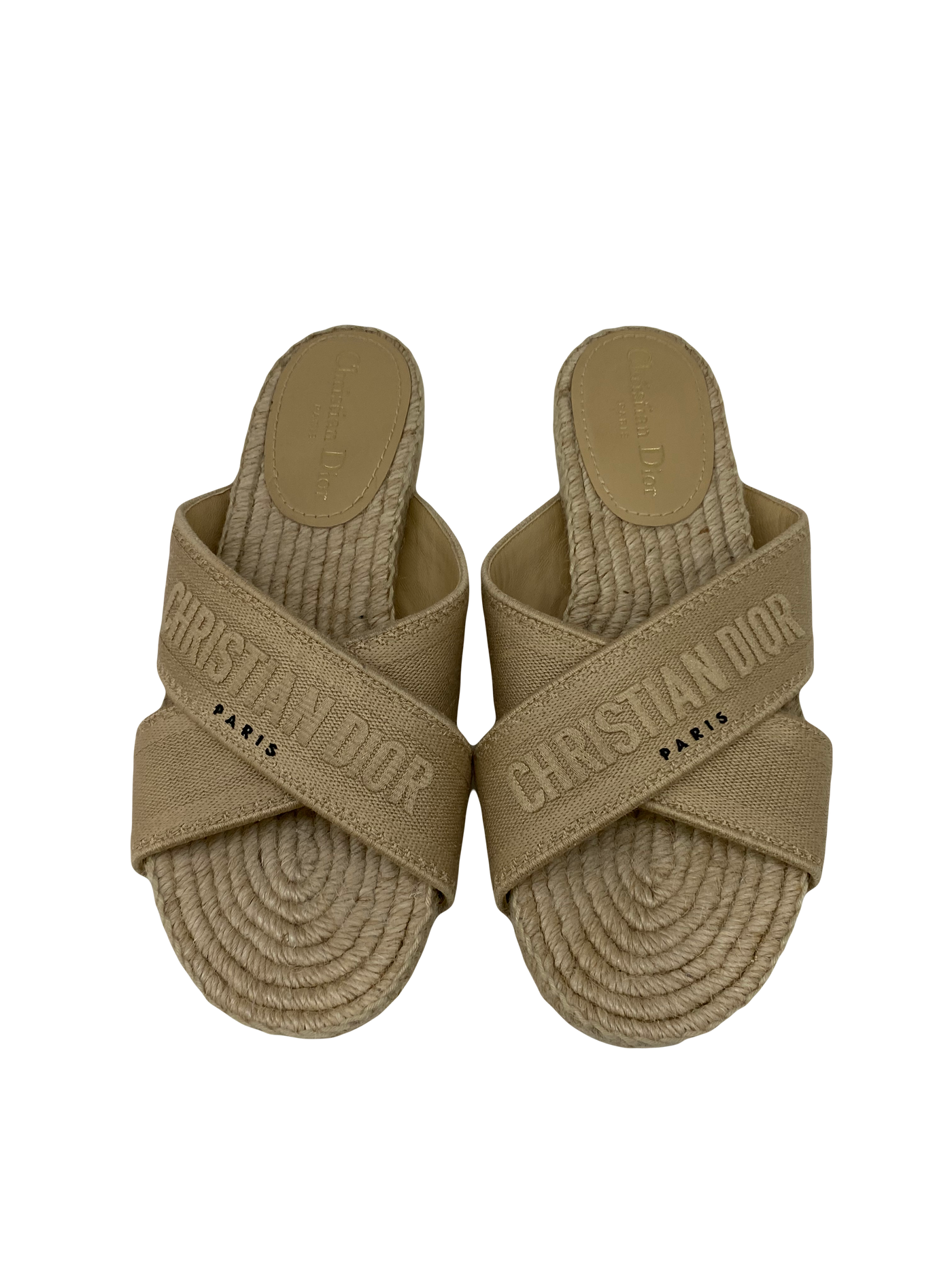 Christian Dior Sand Canvas Slides - Size 38.5