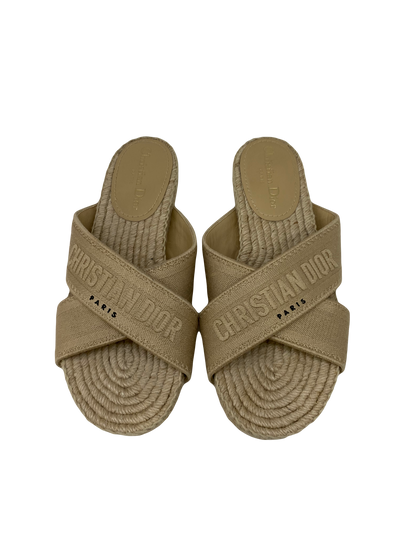 Christian Dior Sand Canvas Slides - Size 38.5