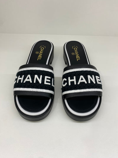 Chanel Black/White Mule - Size 40.5