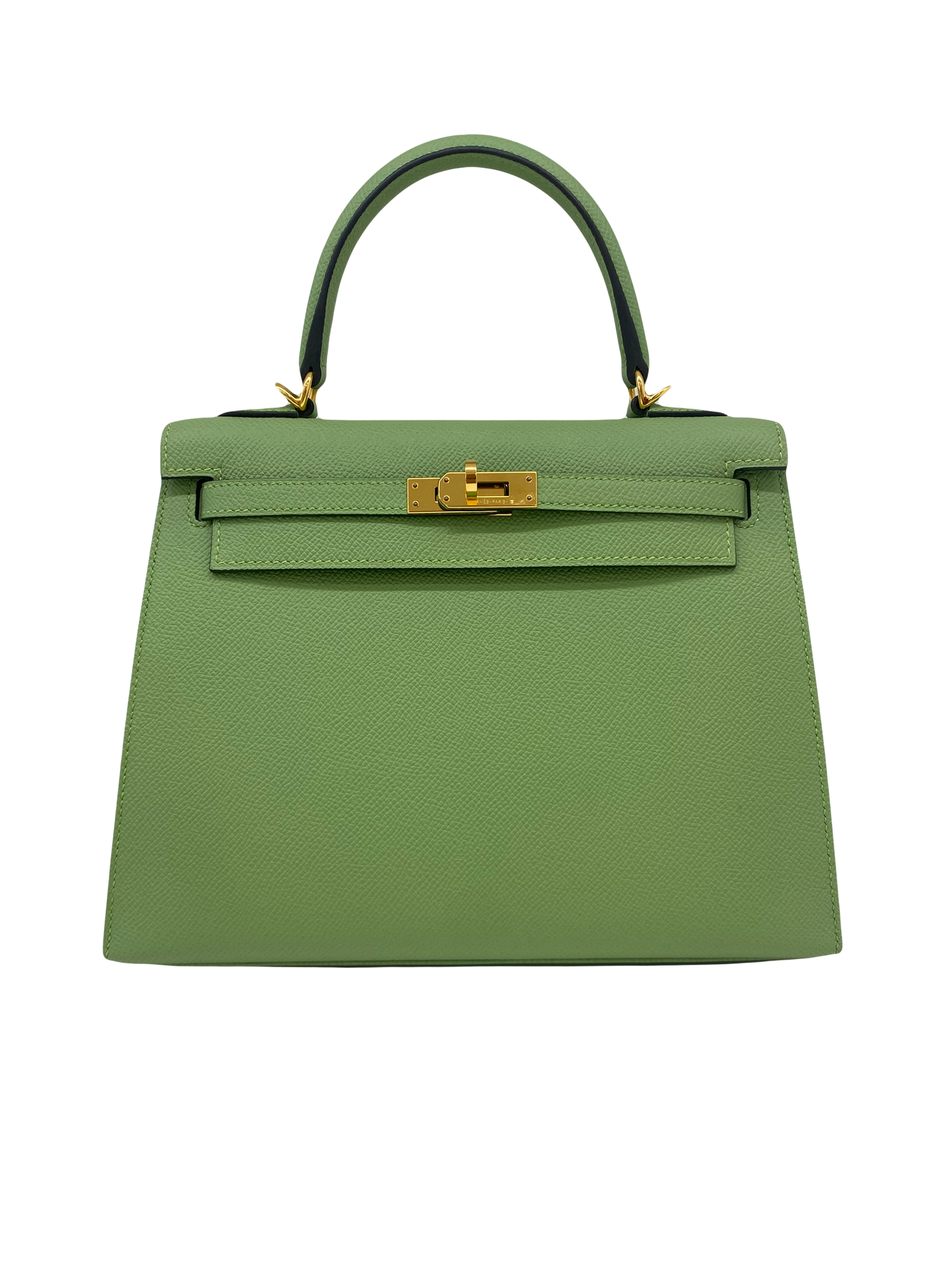 Hermes Kelly 25 Vert Criquet GHW - Y Stamp