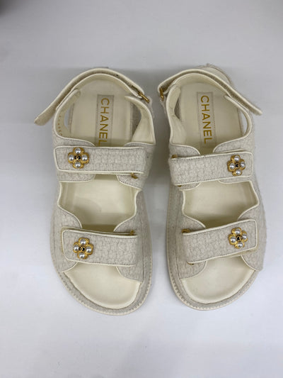 Chanel Dad Sandal Cream Tweed 39C