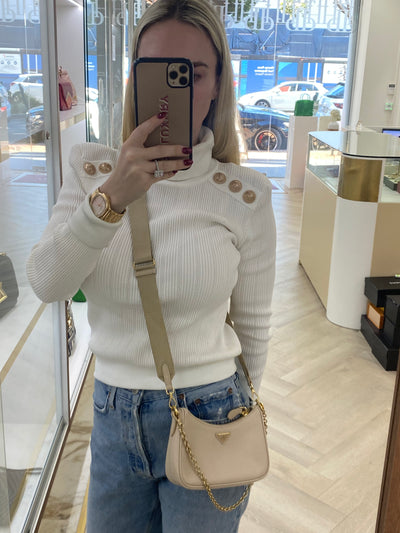 Prada Re-edition Mini Shoulder Bag Beige GHW