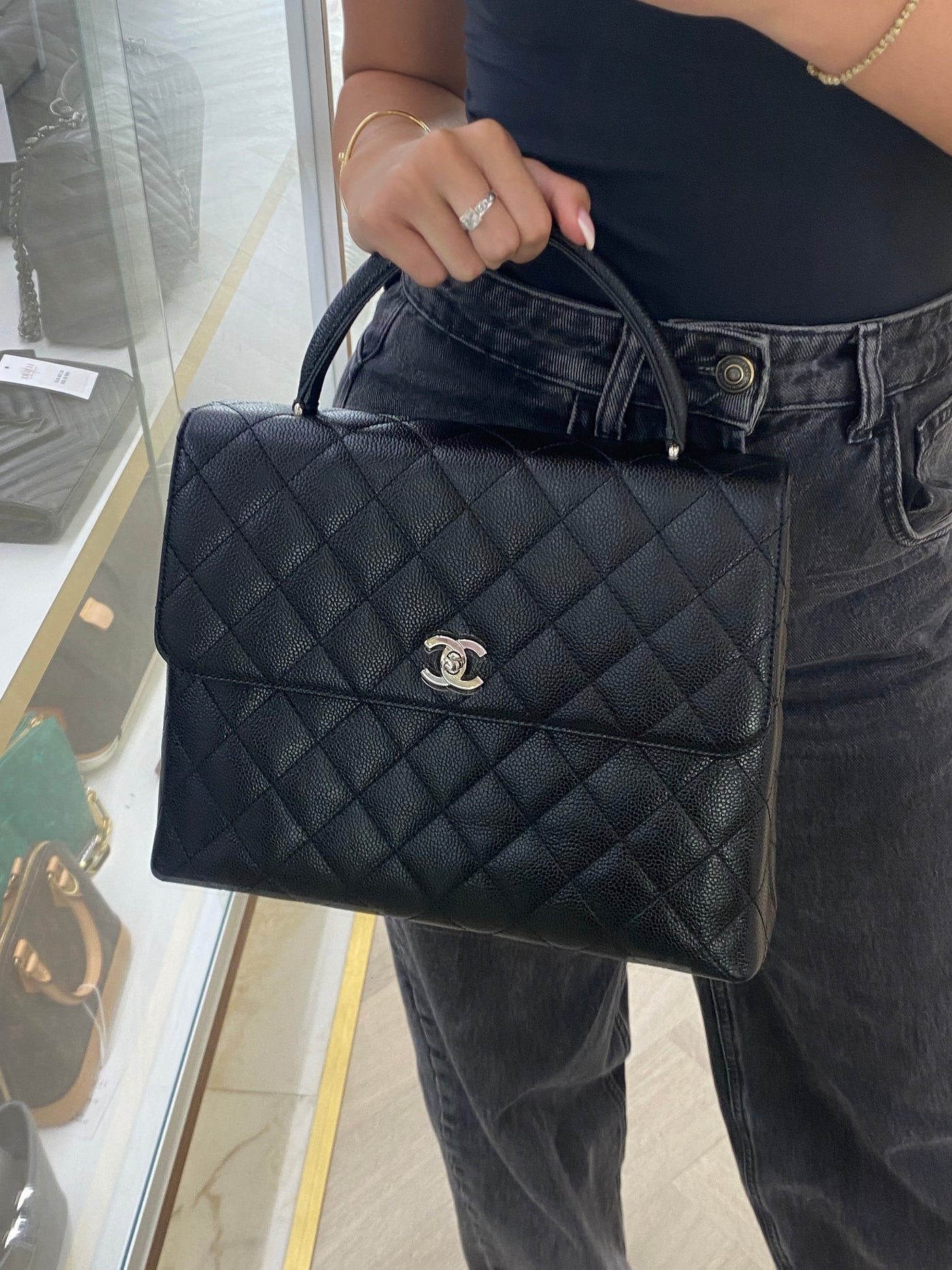 Chanel Kelly Caviar Black Large Vintage