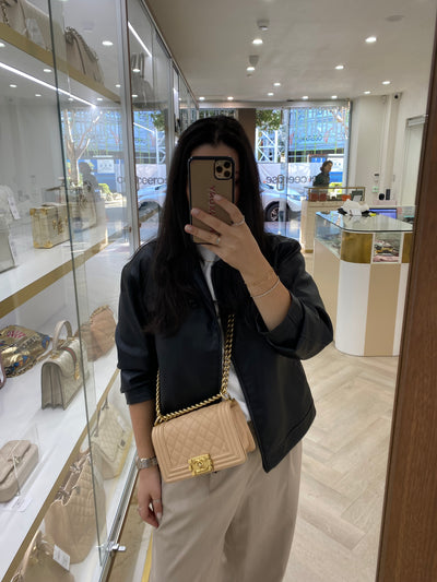 Chanel Small Boy Bag Beige GHW