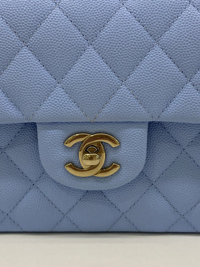 Chanel Classic Flap Small - Light blue CGHW (microchipped)