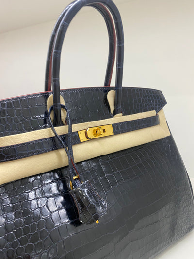 Hermes Birkin 35 Blue Marine Crocodile GHW