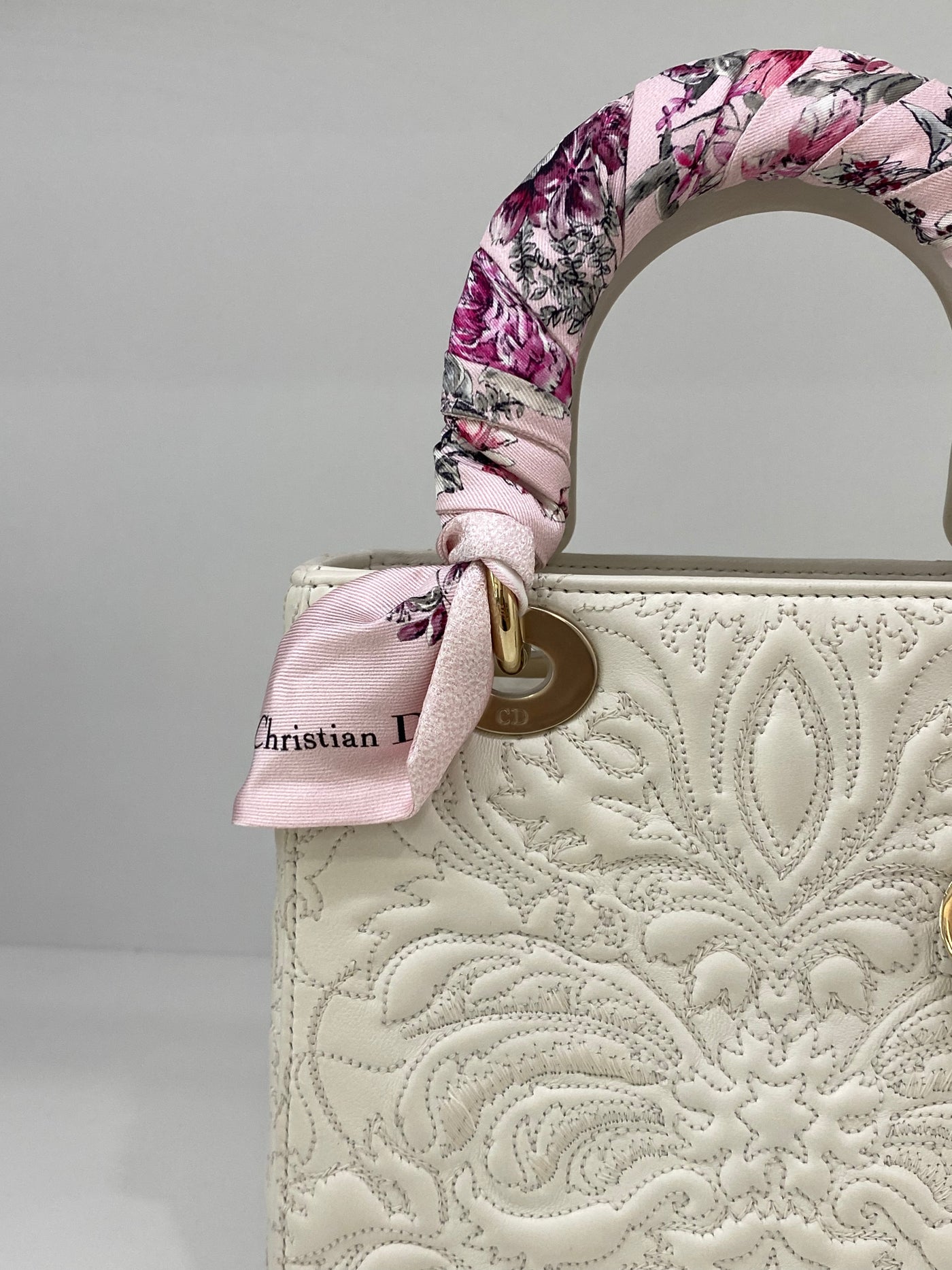 Christian Dior Lady Dior Small - White Embroidery