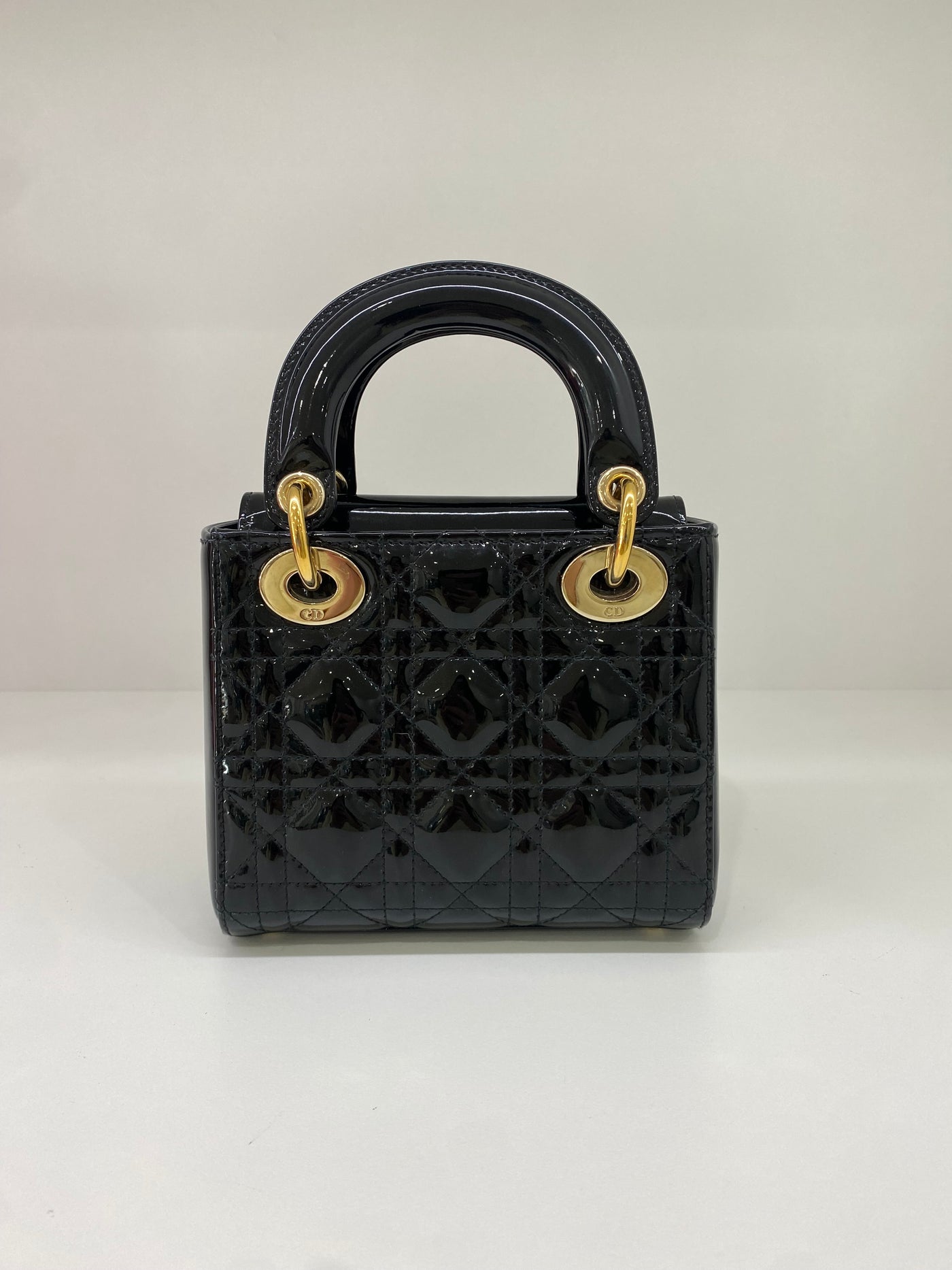 Dior Lady Dior Mini Black Patent GHW