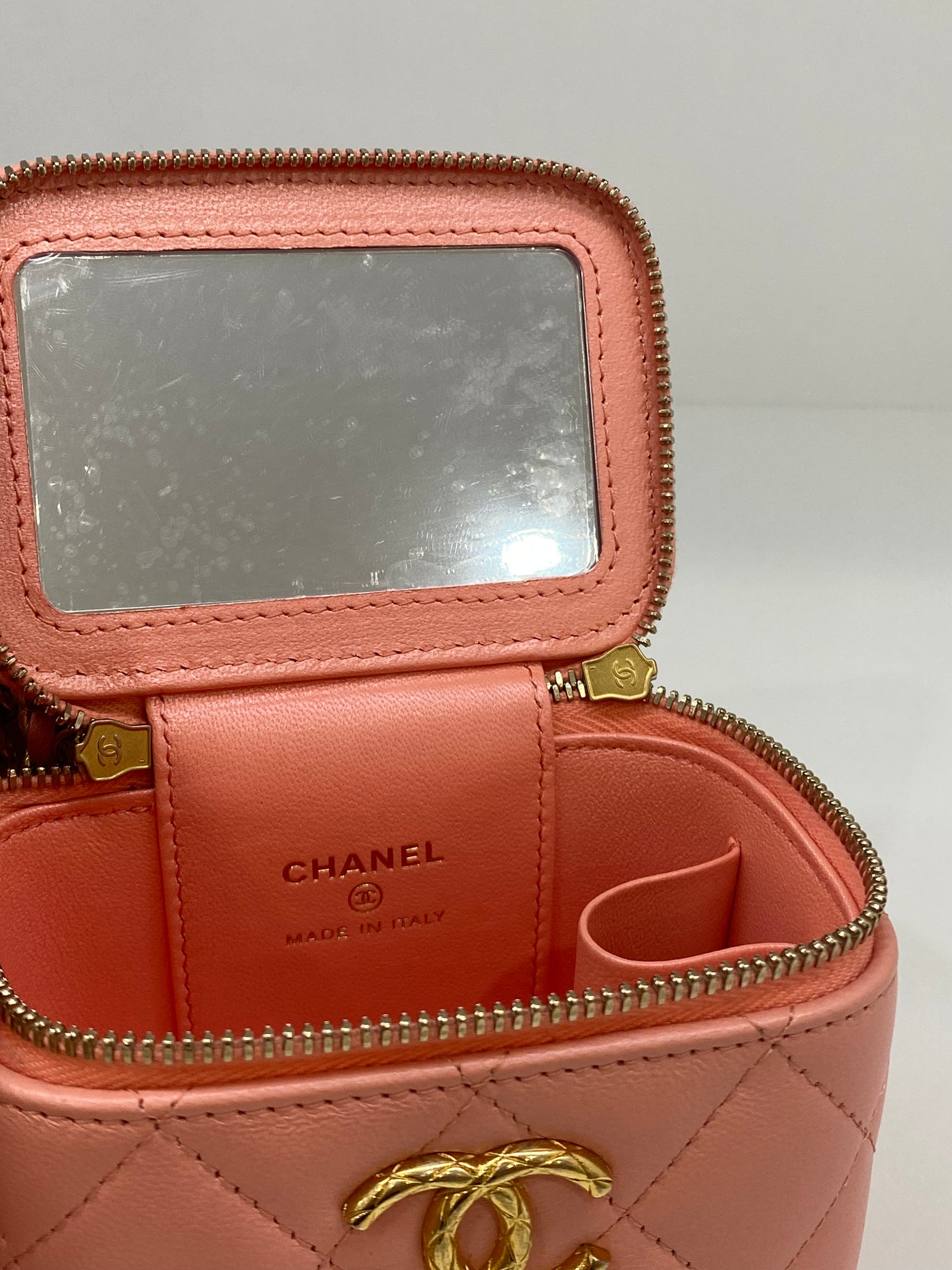 Chanel Mini Vanity Case Peach GHW