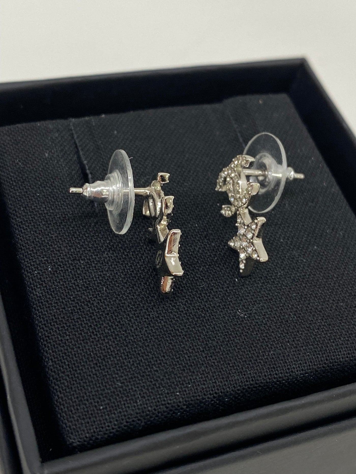 Chanel CC & Star Earrings Silver