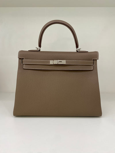 Hermès Kelly 35 Retourne Togo Etoupe PHW