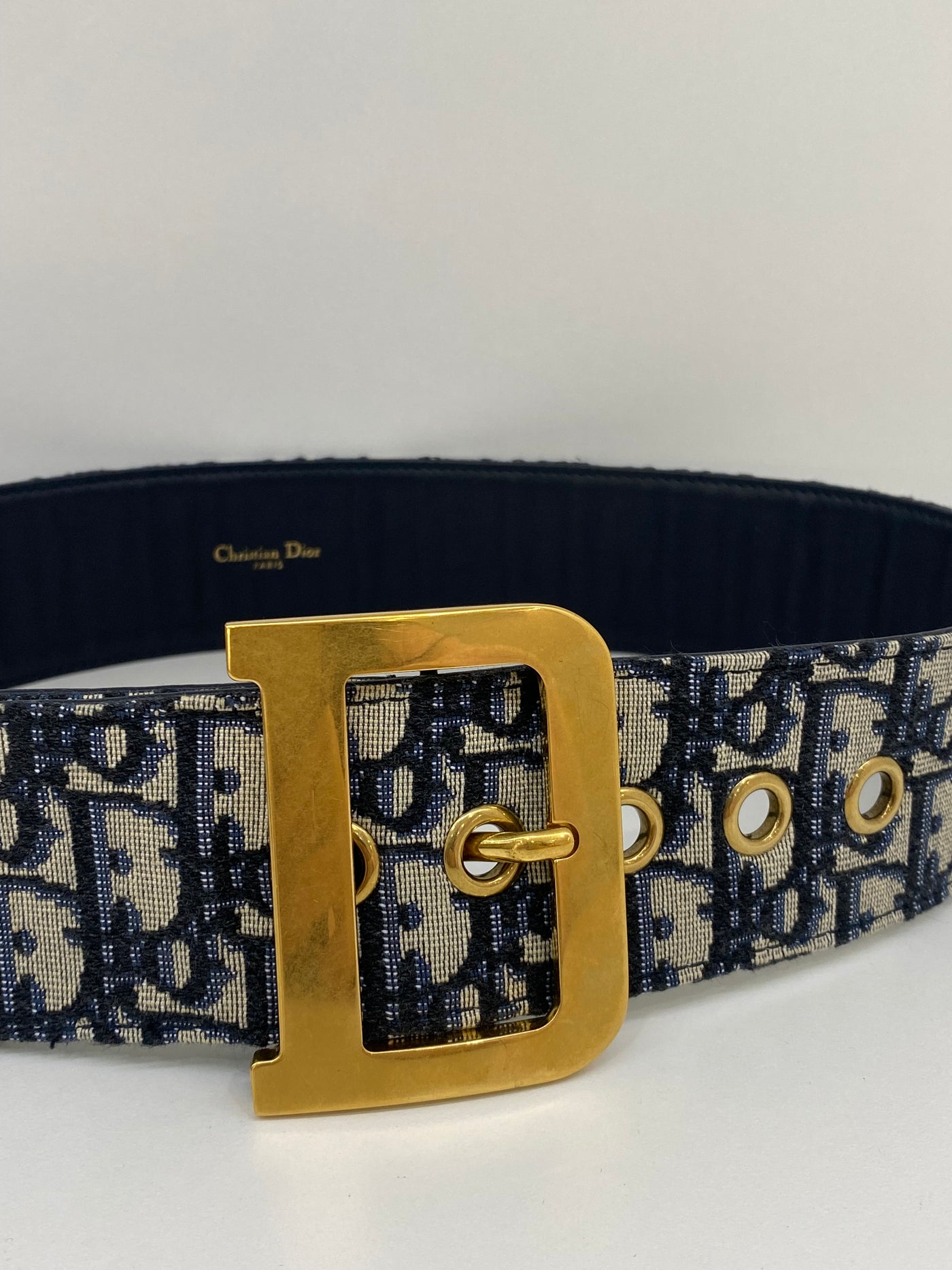 Christian Dior Belt Blue Oblique GHW