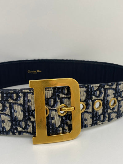 Christian Dior Belt Blue Oblique GHW