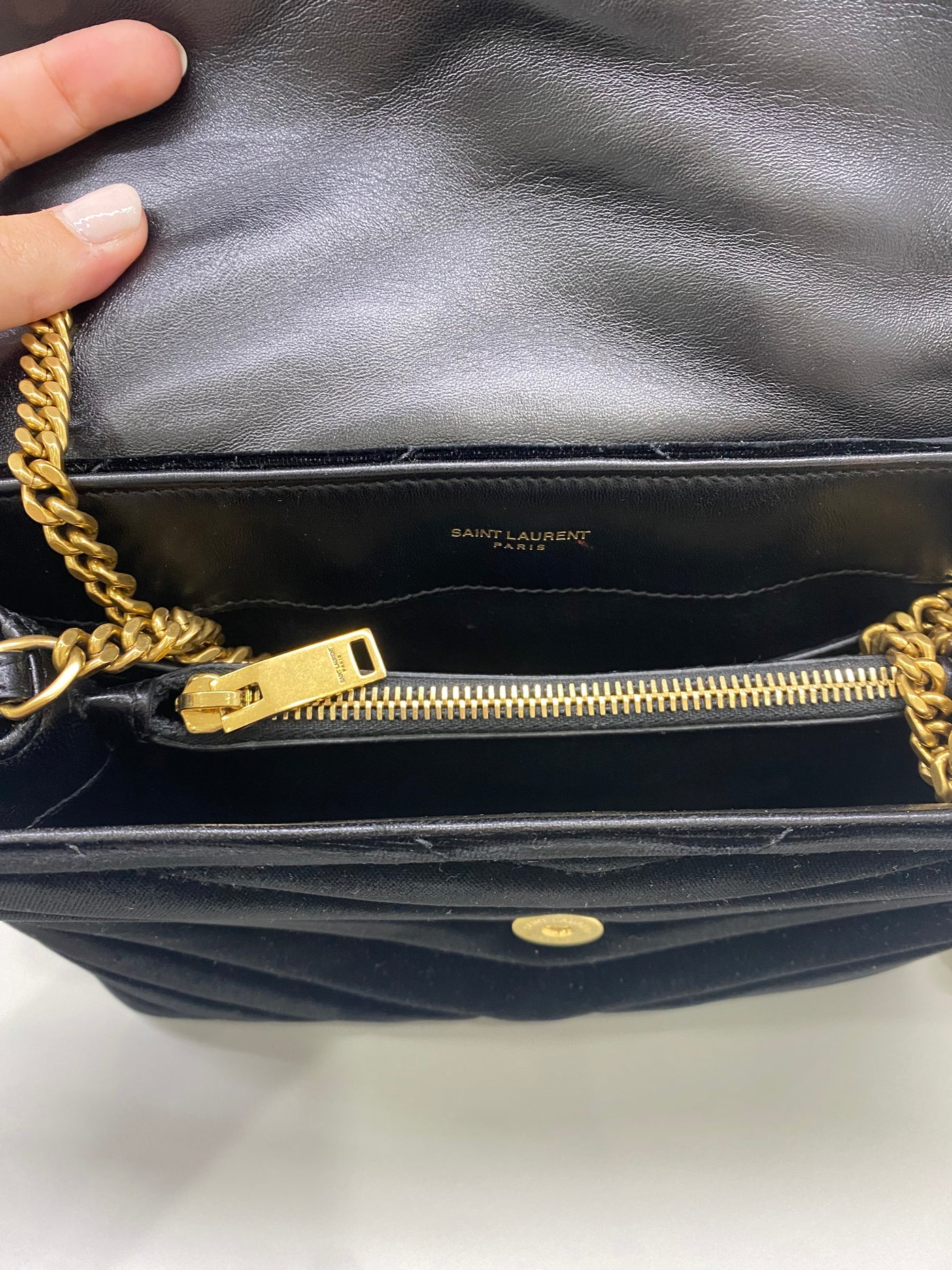 Saint Laurent Velvet LouLou Bag Black GHW